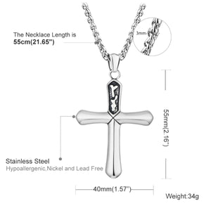 GUNGNEER Stainless Steel Christian Cross Pendant Necklace Jesus Jewelry For Men Women