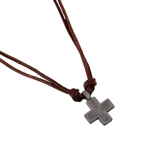 GUNGNEER Cross Leather Pendant Necklace Christian Jewelry Accessory Gift For Men Women