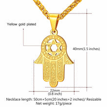 Load image into Gallery viewer, GUNGNEER David Star Symbol Hamsa Hand Necklace Jewish Jewelry Accessory For Men Women