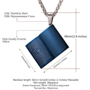 GUNGNEER Cross Bible Necklace Stainless Steel Jesus Pendant Jewelry Accessory For Men Women