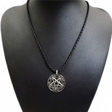 Load image into Gallery viewer, GUNGNEER Round Face Pentagram Necklace Satanic Inverted Pentacle Star Jewelry For Men