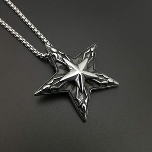 GUNGNEER Wicca Pentagram Stainless Steel Pendant Necklace Star Letter G Ring Jewelry Set