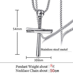 GUNGNEER Sporty Baseball Cross Necklace Stainless Steel Jewelry Accessory For Men Women
