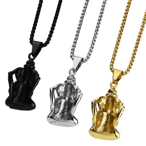 GUNGNEER Ganesh Ganesha Om Pendant Necklace Stainless Steel Hindu Jewelry For Men Women