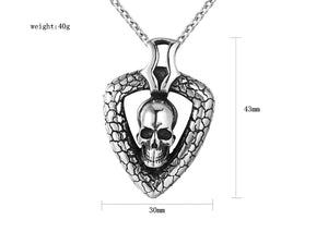 GUNGNEER Stainless Steel Skeleton Skull Pendant Necklace Gothic Biker Punk Accessory Men Women