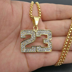 GUNGNEER Jordan Number 23 Basketball Necklace Stainless Steel Sports Jewelry Accessory