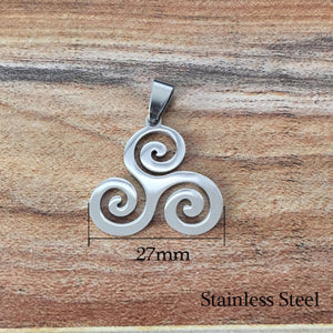 GUNGNEER Celtic Triskele Triskelion Stainless Steel Pendant Necklace Jewelry Accessories Gift