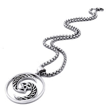 Load image into Gallery viewer, GUNGNEER Crescent Moon Pentagram Wicca Stainless Steel Pendant Necklace Band Ring Jewelry Set