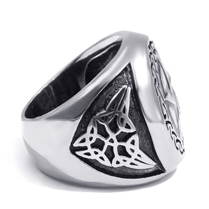 GUNGNEER Wicca Magic Pentagram Pentacle Star Stainless Steel Ring Jewelry Accessories Men Women