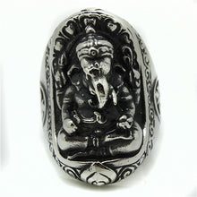 Load image into Gallery viewer, GUNGNEER Lord Ganesha Om Signet Ring Stainless Steel Strength Ohm Hindu Jewelry For Men