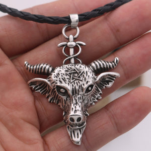 GUNGNEER Black Rope Chain Baphomet Necklace Goat Head Gothic Jewelry Accessories For Men
