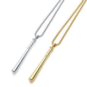 GUNGNEER Baseball Bat Necklace Stainless Steel Sports Charm Chain with Ring Jewelry Set
