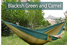 Load image into Gallery viewer, 2TRIDENTS Nylon Camping Hammock - Lightweight Portable Hammock, Parachute Double Hammock for Backpacking, Camping, Travel, Beach, Yard (Light Green)