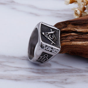GUNGNEER Masonic Ring Multi-size Stainless Steel Freemason Biker Ring For Men