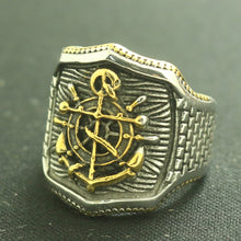 Load image into Gallery viewer, GUNGNEER Navy Anchor Ring US Army Stainless Steel Navy Military Jewelry Accessory For Men