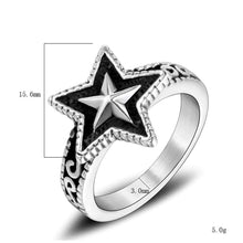 Load image into Gallery viewer, GUNGNEER Pagan Pentagram Five Point Star Ring Star Charms Bracelet Stainless Steel Jewelry Set
