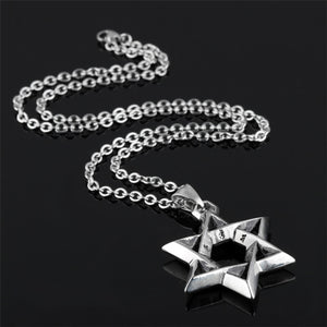 GUNGNEER Star of David Necklace Stainless Steel Israel Pendant Jewelry Accessory For Men