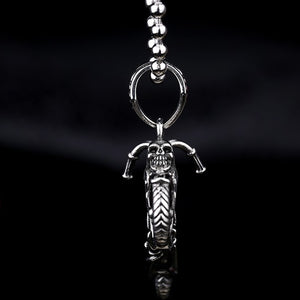 GUNGNEER Motorbike Skull Stainless Steel Pendant Necklace Gothic Punk Biker Jewelry Accessories