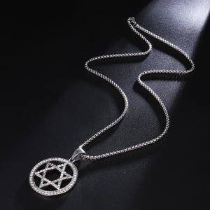 GUNGNEER Stainless Steel David Star Necklace Jewish Jerusalem Jewelry Gift For Men Women