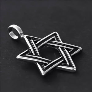 GUNGNEER David Star Necklace Stainless Steel Jewish Star Pendant Charm Jewelry For Men