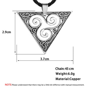 GUNGNEER Celtic Triskele Trinity Geometric Pendant Necklace Stainless Steel Braided Chain