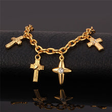 Load image into Gallery viewer, GUNGNEER Christian Necklace Cross Sun Sola Crystal Chain Bracelet Jewelry Accessory Set