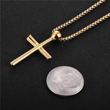 Load image into Gallery viewer, GUNGNEER Baseball Cross Necklace Stainless Steel Chain with Ring Jewelry Accessory Set