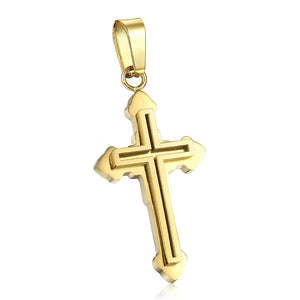 GUNGNEER Double Layer Christian Pendant Necklace Cross Jewelry Accessory Gift For Men Women