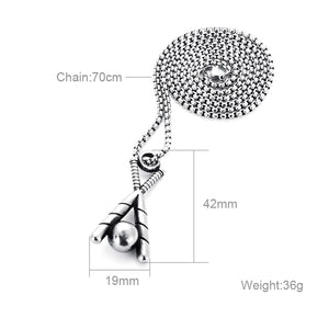 GUNGNEER Baseball Bat Ball Necklace Stainless Steel Charm Chain with Ring Jewelry Set