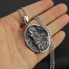 Load image into Gallery viewer, GUNGNEER Stainless Steel Viking Howling Wolf Pendant Necklace with Bangle Jewelry Set Men