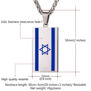 GUNGNEER Stainless Steel Israel Flag David Star Necklace Jewish Jewelry Accessory For Men