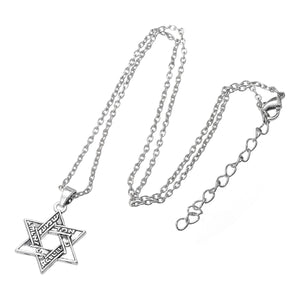 GUNGNEER Large Star of David Necklace Jewish Pendant Biker Jewelry Accessory Gift For Men