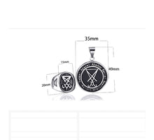 Load image into Gallery viewer, GUNGNEER Set Sigil Of Lucifer Ring And Pendant Necklace Satan Symbol Jewelry For Men