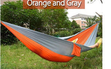 Load image into Gallery viewer, 2TRIDENTS Nylon Camping Hammock - Lightweight Portable Hammock, Parachute Double Hammock for Backpacking, Camping, Travel, Beach, Yard (Blue +Grey)