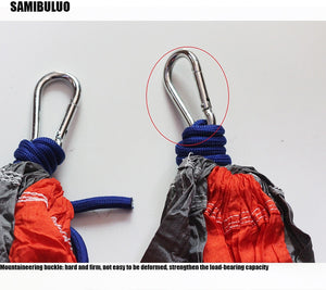 2TRIDENTS Nylon Camping Hammock - Lightweight Portable Hammock, Parachute Double Hammock for Backpacking, Camping, Travel, Beach, Yard (Blue + Camel)