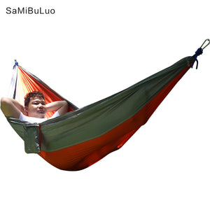2TRIDENTS Nylon Camping Hammock - Lightweight Portable Hammock, Parachute Double Hammock for Backpacking, Camping, Travel, Beach, Yard (Purple)