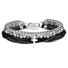 Load image into Gallery viewer, GUNGNEER Cross Charm Bracelet Multilayer Rosary Rope Chain Jesus Jewelry For Men Women