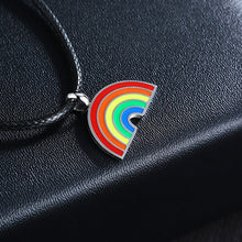 Load image into Gallery viewer, GUNGNEER Pride Rainbow Necklace Stainless Steel LGBT Ring Jewelry Set For Men Women