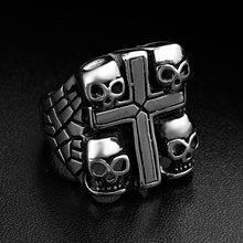 Load image into Gallery viewer, GUNGNEER Punk Skull Motorcycle Biker Ring Stainless Steel Vintage Skeleton Jewelry Accessories