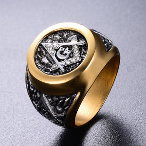 GUNGNEER Creative Freemasonry Ring Multi-size Stainless Steel Masonic Jewelry For Men