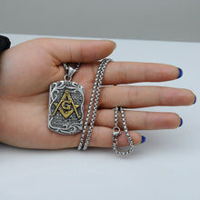 Load image into Gallery viewer, GUNGNEER Mason Symbol Pendant Necklace Stainless Steel Adjustable Size Ring Jewelry Set