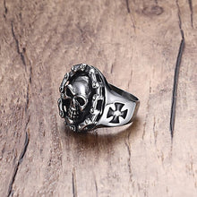 Load image into Gallery viewer, GUNGNEER Gothic Skull Biker Motorcycle Chain Ring Punk Skeleton Jewelry Accessories Men Women