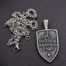 Load image into Gallery viewer, GUNGNEER Shield St Michael Necklace The Archangel Stainless Steel Jewelry For Men Women