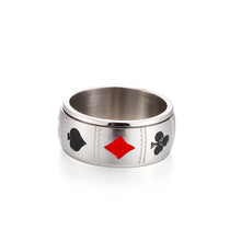 Load image into Gallery viewer, GUNGNEER Stainless Steel Goldtone Lucky Poker Playing Cards Ring Cool Punk Jewelry Men Women
