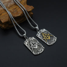 Load image into Gallery viewer, GUNGNEER Masonic Pendant Necklace Mason Symbol Stainless Steel Jewelry For Men