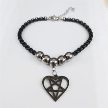 Load image into Gallery viewer, GUNGNEER Pentagram Pentacle Stainless Steel Necklace Heart Satan Beaded Bracelet Jewelry Set