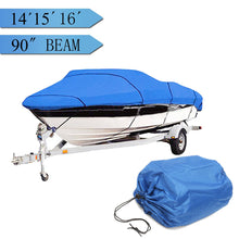 Load image into Gallery viewer, 2TRIDENTS 14-16 FT Beam 90 inch Trailerable 210D Marine Grade Boat Cover - Protection for Challenging Marine Environments
