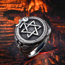 Load image into Gallery viewer, GUNGNEER Seal of Solomon David Star Ring Stainless Steel Jewish Occult Jewelry For Men