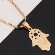 Load image into Gallery viewer, GUNGNEER Stainless Steel Star of David Hamsa Hand Necklace Israel Jewelry Accessory For Women