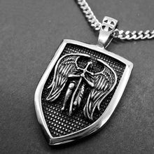 Load image into Gallery viewer, GUNGNEER Shield St Michael Necklace The Archangel Stainless Steel Jewelry For Men Women